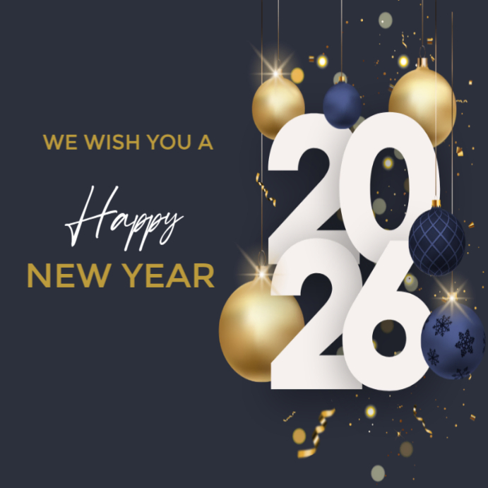 Modern Blue 2026 Happy New Year Instagram Post 2025 Template | PosterMyWall
