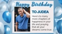 Modern blue and white animated birthday card Digital na Display (16:9) template