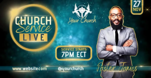 Turquesa Church Service Announcement Facebook Shared Image Template