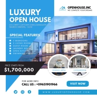 Modern Blue Luxury Open House Instagram Templ Cuadrado (1:1) template