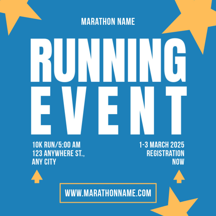 Yellow Countdown Running Post Example Modern Blue Yellow Marathon Running Event Promotional Instagram Post ...