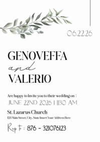 Modern Botanical Wedding Invitation - Elegant Watercolor & Line Art Story Wedding Invite A6 template