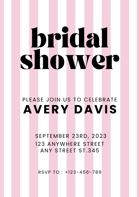 Modern bridal shower invitation A4 template