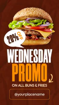 Modern Burger Wednesday Promo Story - 20% Off Fast Food Promo Instagram Story template