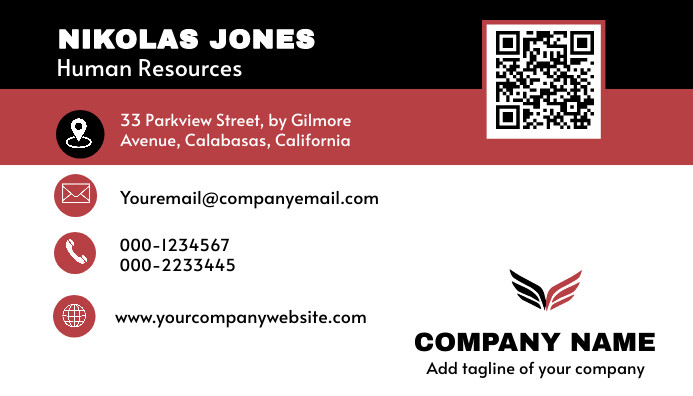 Modern business card template with QR code