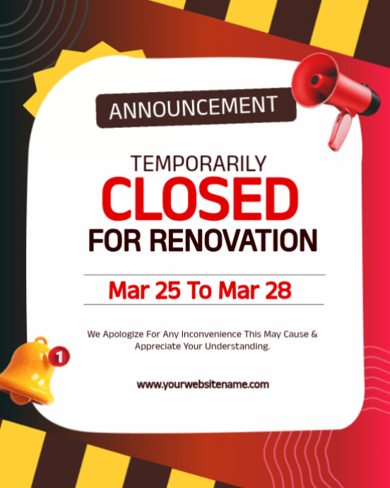 Modern Business Renovation Notice Flyer | Temporarily Closed ...