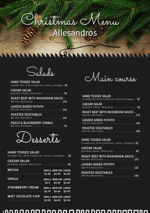 Moderne Cafe Weihnachtsmenu Board Vorlage Postermywall