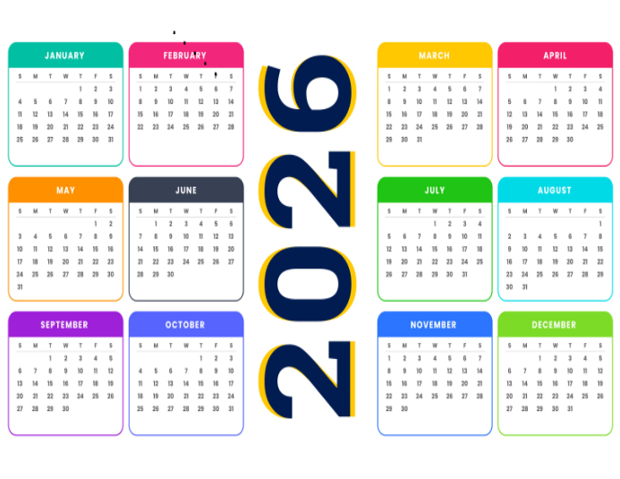 Modern calendar design Simple calendar layout Template | PosterMyWall