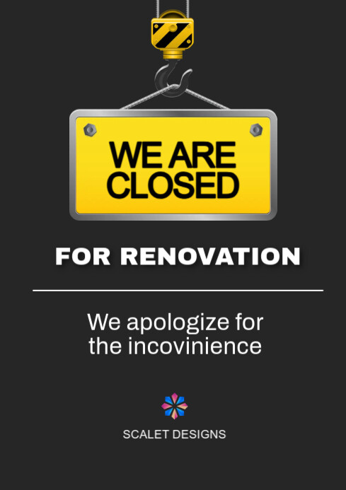 Modern Caution Signage We are closed Design Template | PosterMyWall