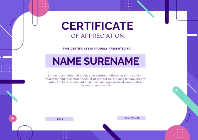 Certificate of Appreciation Template MOdern A4