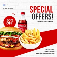 Modern Chicken Burger Fast Food Sale Discount Template Square (1:1)