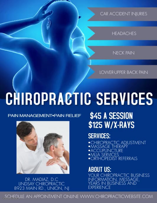 Modern Chiropractic Services Video Ad Flyer (format US Letter) template