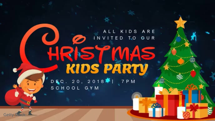 Plantilla De Moderna Navidad Fiesta Para Ninos Invitar Facebook Portada Video Postermywall