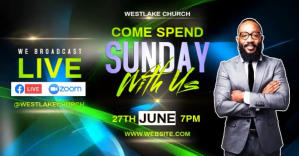 Black Church Sunday Service Facebook Shared Image Template