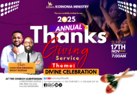 Purple Church Thanksgiving Service A4 Template