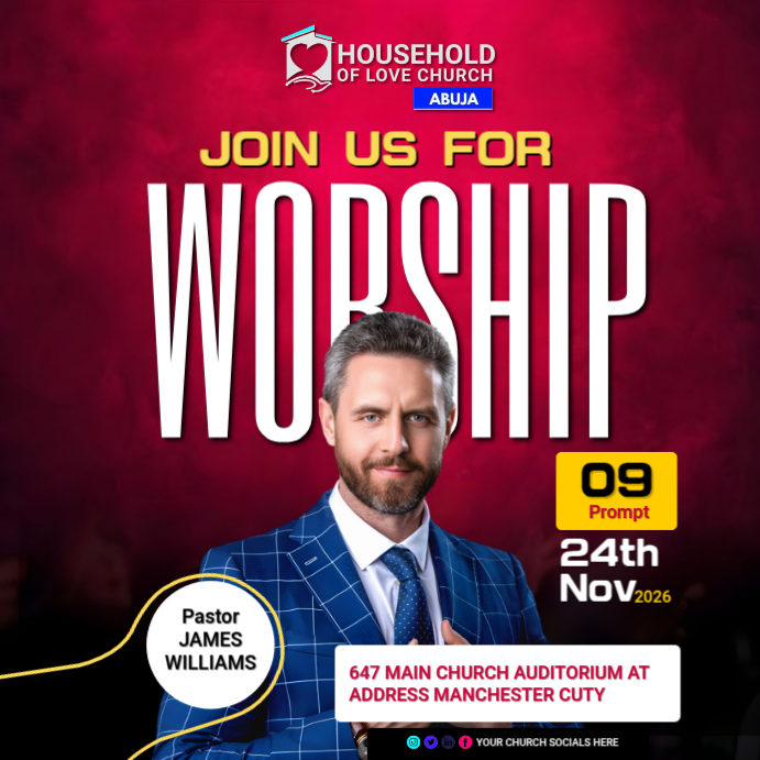 Modern Church Worship Design Template | PosterMyWall