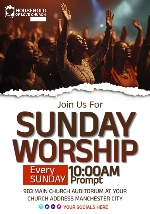 Modern Church Worship Design A5 template