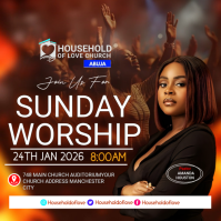 สีน้ำตาล Sunday Worship Service Publicação no Instagram Template