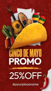 Modern Cinco de Mayo Giant Taco Promo Story - Rustic Ochre & Burgundy Food Flyer template