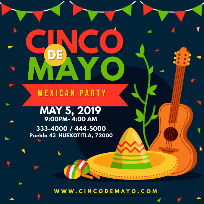 Modern Cinco de Mayo Party Invitation Instagram 帖子 template