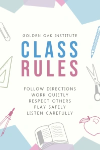 Modern Class Rules Poster Template Printable โปสเตอร์