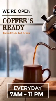 Modern Coffee Shop Opening Hours Template | Minimal Café Poster Design Instagram Reel