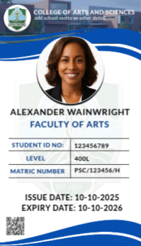 Hvid Modern College Student ID Card Template – Editable University ID Badge Design for Faculty & School U Business Card