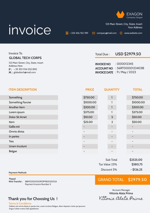 modern colorful invoice template A4
