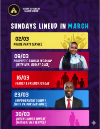 Purple Church Event Schedule Flyer Template