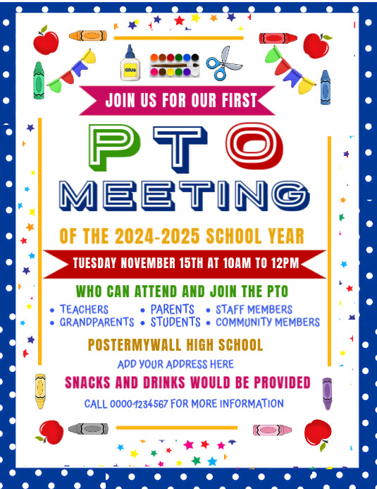Copy of Modern colorful pto pta invitation flyer | PosterMyWall