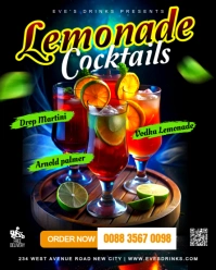 Modern colourful Lemonade Arnold Palmer vodka gin martini cocktails promotion flyer template Instagram Portrait
