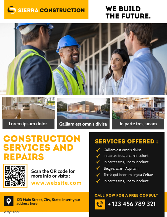 modern construction services advertisement Template | PosterMyWall