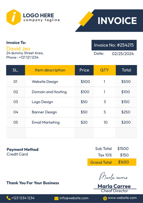 Invoice To Copy Copy of Modern corporate business invoice template | PosterMyWall