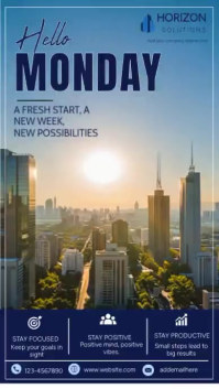 Blue Motivational Monday งานแสดงผลงานแบบดิจิทัล Template