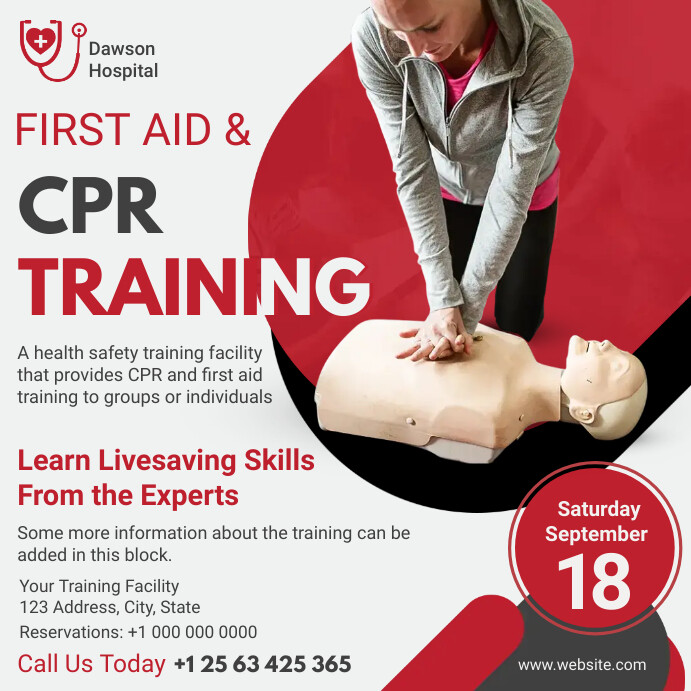 Modern CPR Training Service Flyer Template PosterMyWall
