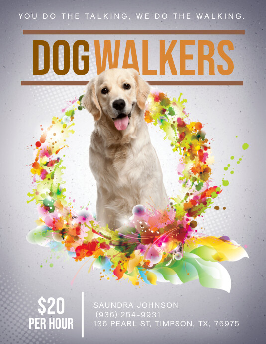 Modern Cute Dog Walking Flyer Template PosterMyWall