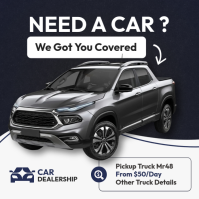 Modern Dark Car Dealership Flyer - Premium Pickup Truck Sale & Rental Poster - Automotive Ad Сообщение Instagram template