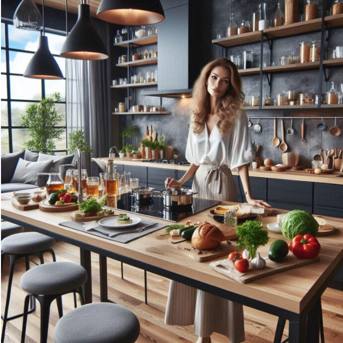 Modern day kitchen setting Template | PosterMyWall