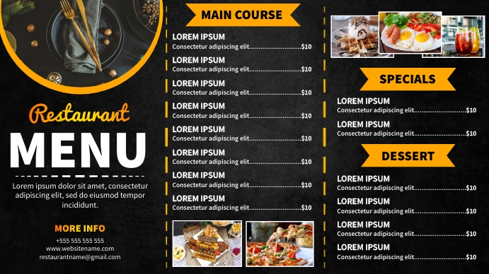 Modern digital restaurant menu food Template | PosterMyWall