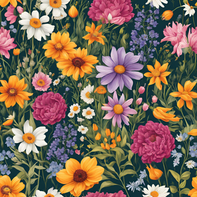 Modern Digital Seamless Floral Pattern for Backgrounds Watercolor ...