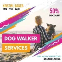 Modern Dog Walking Service Video Ad Quadrato (1:1) template