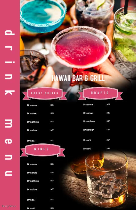 Modern Drinks Bar Restaurant Menu Template | PosterMyWall