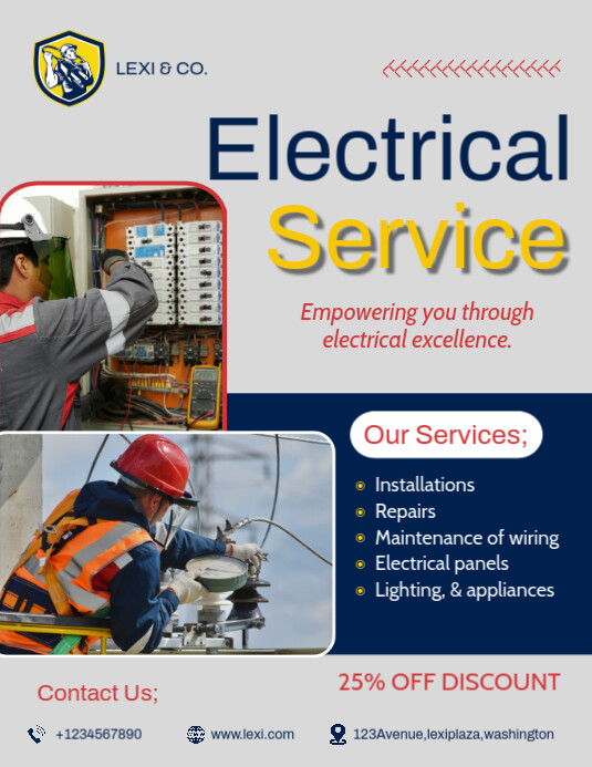 Modern Electrical Service Flyer Template | PosterMyWall