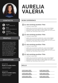 modern elegant minimal black and white resume A4 template