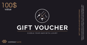 Black Gift Voucher for Hair Services Facebook Shared Image Template