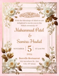Modern Elegant Muslim Nikah Invitation Flyer (US Letter) template