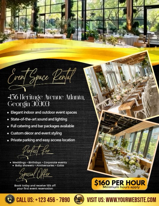 Modern Event Space For Rent Template | PosterMyWall