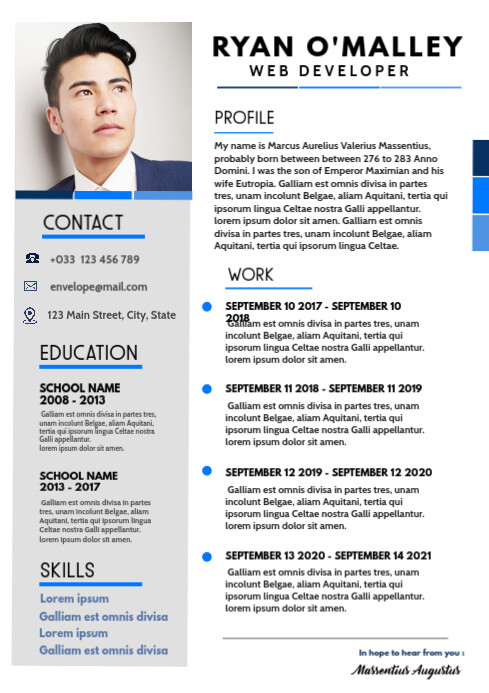 modern eye catching curriculum vitae resume d Template | PosterMyWall