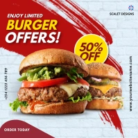 Modern Fast Food Burger Offer Instagram Sale Template Square (1:1)