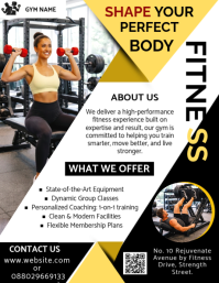 Modern Fitness Gym Flyer Template | Personal Trainer & Workout Promotion Design Рекламная листовка (US Letter)